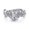 Martedi - 14K White Gold Floral Emerald Cut Diamond Engagement Ring - 0.15 ct