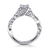 Martedi - 14K White Gold Floral Emerald Cut Diamond Engagement Ring - 0.15 ct