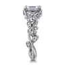 Martedi - 14K White Gold Floral Emerald Cut Diamond Engagement Ring - 0.15 ct