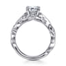 Lena - 14K White Gold Floral Emerald Cut Diamond Engagement Ring - 0.16 ct