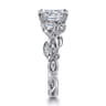 Lena - 14K White Gold Floral Emerald Cut Diamond Engagement Ring - 0.16 ct