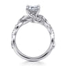 Camelia - 14K White Gold Floral Emerald Cut Diamond Engagement Ring - 0.19 ct