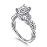 Camelia - 14K White Gold Floral Emerald Cut Diamond Engagement Ring - 0.19 ct