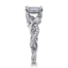 Camelia - 14K White Gold Floral Emerald Cut Diamond Engagement Ring - 0.19 ct