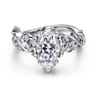 Martedi - 14K White Gold Floral Marquise Shape Diamond Engagement Ring - 0.17 ct
