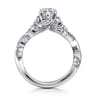 Martedi - 14K White Gold Floral Marquise Shape Diamond Engagement Ring - 0.17 ct