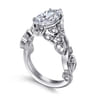 Martedi - 14K White Gold Floral Marquise Shape Diamond Engagement Ring - 0.17 ct