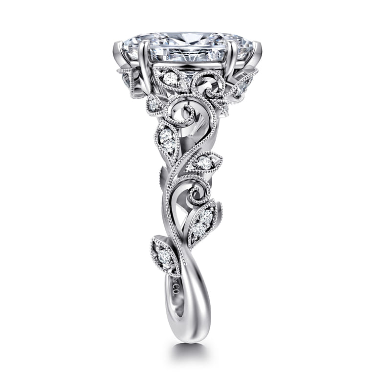 Martedi - 14K White Gold Floral Marquise Shape Diamond Engagement Ring - 0.17 ct - Shot 4