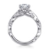 Lena - 14K White Gold Floral Marquise Shape Diamond Engagement Ring - 0.16 ct