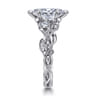Lena - 14K White Gold Floral Marquise Shape Diamond Engagement Ring - 0.16 ct