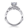 Camelia - 14K White Gold Floral Marquise Shape Diamond Engagement Ring - 0.19 ct