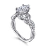 Camelia - 14K White Gold Floral Marquise Shape Diamond Engagement Ring - 0.19 ct