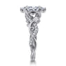 Camelia - 14K White Gold Floral Marquise Shape Diamond Engagement Ring - 0.19 ct