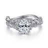 Martedi - 14K White Gold Floral Oval Diamond Engagement Ring - 0.15 ct