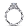 Martedi - 14K White Gold Floral Oval Diamond Engagement Ring - 0.15 ct