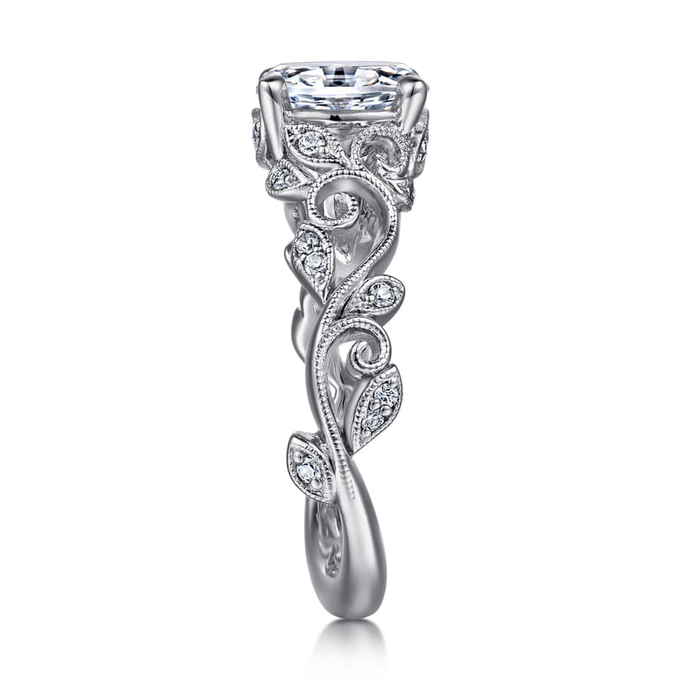 Martedi - 14K White Gold Floral Oval Diamond Engagement Ring - 0.15 ct - Shot 5