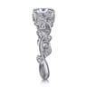 Martedi - 14K White Gold Floral Oval Diamond Engagement Ring - 0.15 ct