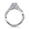 Martedi - 14K White Gold Floral Oval Diamond Engagement Ring - 0.15 ct