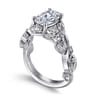 Martedi - 14K White Gold Floral Oval Diamond Engagement Ring - 0.15 ct