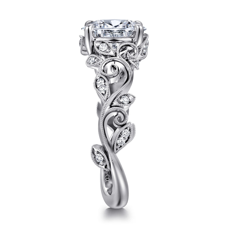 Martedi - 14K White Gold Floral Oval Diamond Engagement Ring - 0.15 ct - Shot 4