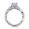 Lena - 14K White Gold Floral Oval Diamond Engagement Ring - 0.16 ct