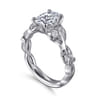 Lena - 14K White Gold Floral Oval Diamond Engagement Ring - 0.16 ct