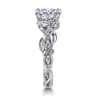 Lena - 14K White Gold Floral Oval Diamond Engagement Ring - 0.16 ct