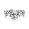 Camelia - 14K White Gold Floral Oval Diamond Engagement Ring - 0.19 ct