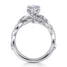 Camelia - 14K White Gold Floral Oval Diamond Engagement Ring - 0.19 ct