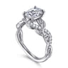 Camelia - 14K White Gold Floral Oval Diamond Engagement Ring - 0.19 ct