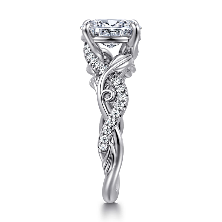 Camelia - 14K White Gold Floral Oval Diamond Engagement Ring - 0.19 ct - Shot 4