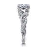 Camelia - 14K White Gold Floral Oval Diamond Engagement Ring - 0.19 ct