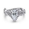 Martedi - 14K White Gold Floral Pear Shape Diamond Engagement Ring - 0.16 ct