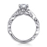 Lena - 14K White Gold Floral Pear Shape Diamond Engagement Ring - 0.16 ct