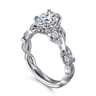Lena - 14K White Gold Floral Pear Shape Diamond Engagement Ring - 0.16 ct