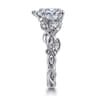 Lena - 14K White Gold Floral Pear Shape Diamond Engagement Ring - 0.16 ct