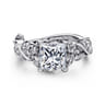 Martedi - 14K White Gold Floral Princess Cut Diamond Engagement Ring - 0.15 ct