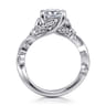 Martedi - 14K White Gold Floral Princess Cut Diamond Engagement Ring - 0.15 ct