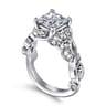 Martedi - 14K White Gold Floral Princess Cut Diamond Engagement Ring - 0.15 ct