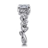 Martedi - 14K White Gold Floral Princess Cut Diamond Engagement Ring - 0.15 ct