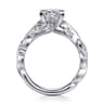 Lena - 14K White Gold Floral Princess Cut Diamond Engagement Ring - 0.16 ct