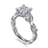Lena - 14K White Gold Floral Princess Cut Diamond Engagement Ring - 0.16 ct