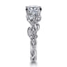 Lena - 14K White Gold Floral Princess Cut Diamond Engagement Ring - 0.16 ct