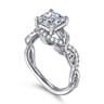 Camelia - 14K White Gold Floral Princess Cut Diamond Engagement Ring - 0.19 ct
