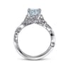 Roxanna - 14K White Gold Split Shank Round Aquamarine and Diamond Engagement Ring - 0.14 ct