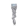 Roxanna - 14K White Gold Split Shank Round Aquamarine and Diamond Engagement Ring - 0.14 ct