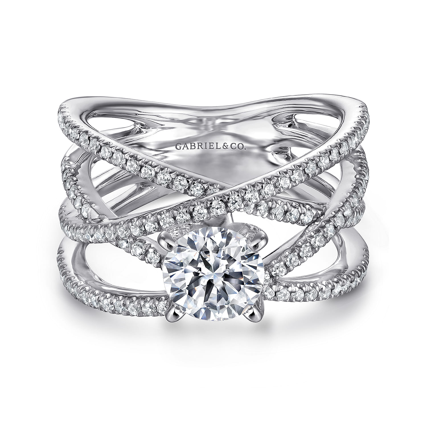 Ronny - 14K White Gold Round Diamond Engagement Ring - 0.55 ct - Shot 1