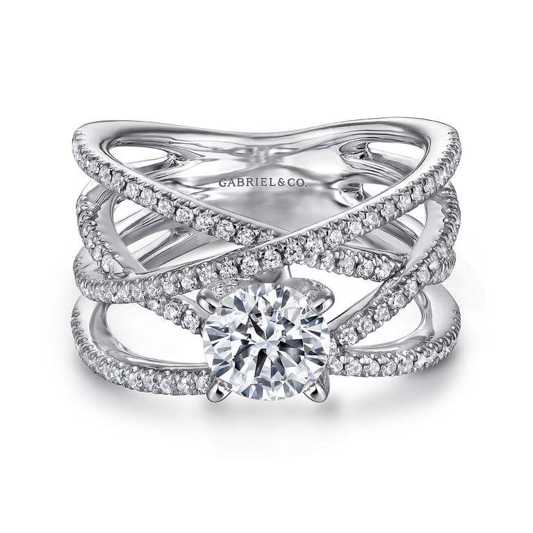 Ronny - 14K White Gold Round Diamond Engagement Ring - 0.55 ct - Shot 1