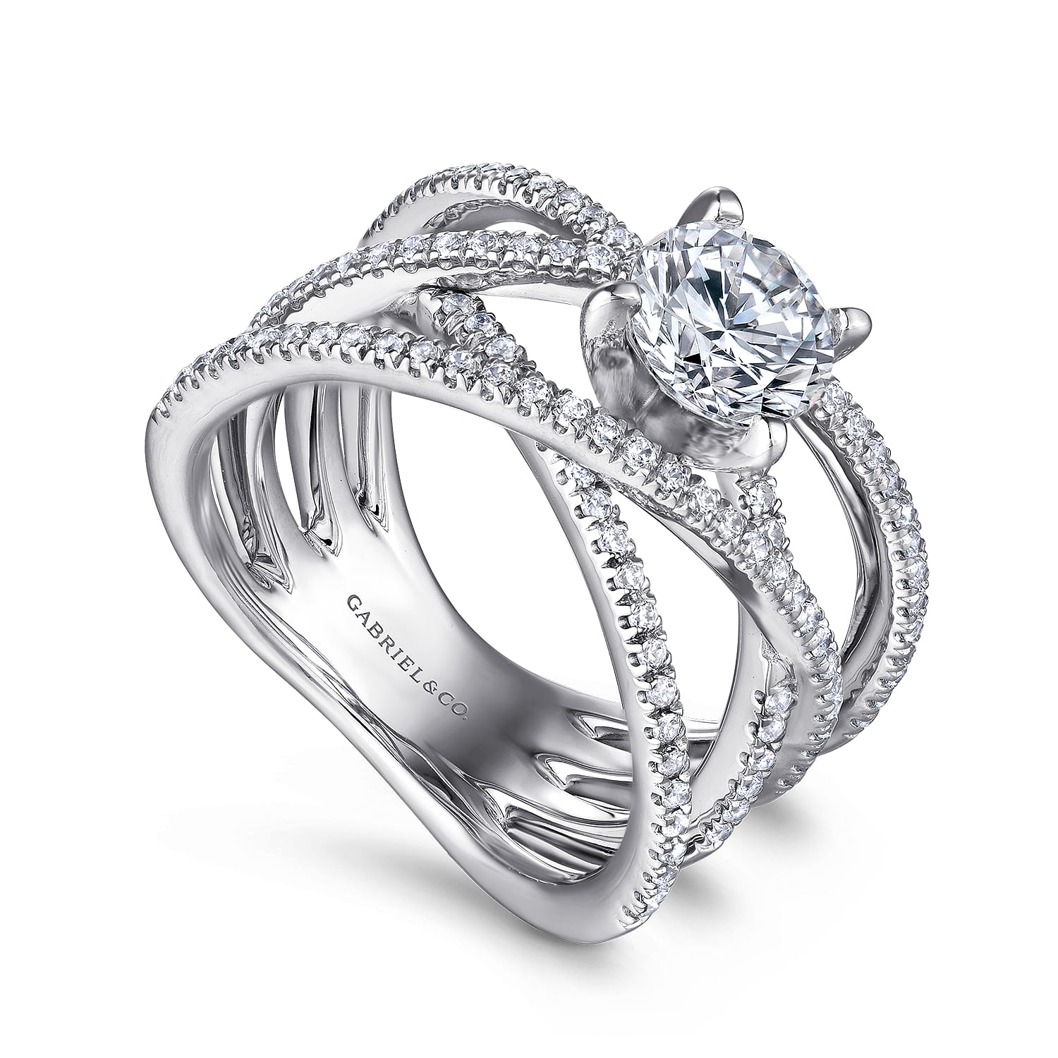 Ronny - 14K White Gold Round Diamond Engagement Ring - 0.55 ct - Shot 3