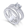 Lucinda - 14K White Gold Free Form Round Diamond Engagement Ring - 0.4 ct